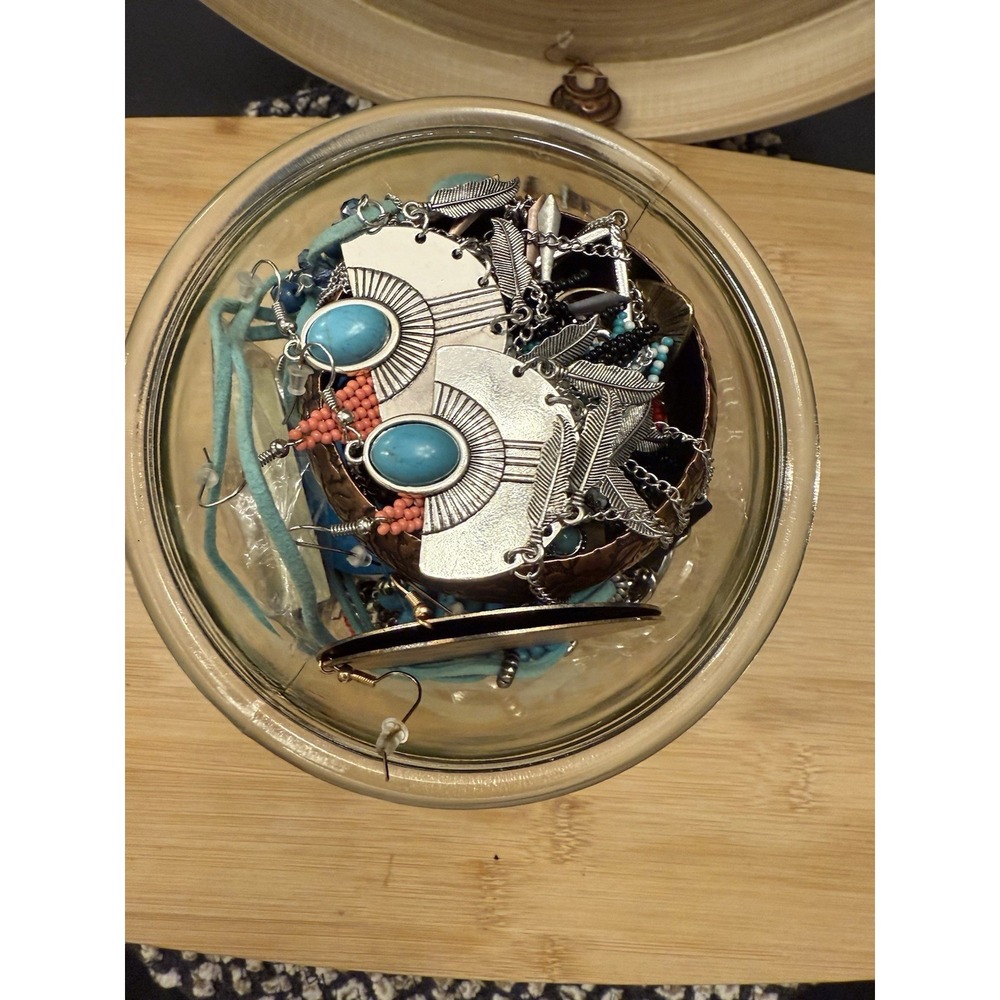Western Inspired Mystery Jewelry Jar Turquoise & Silver Colored All Wearable - Picture 7 of 13
